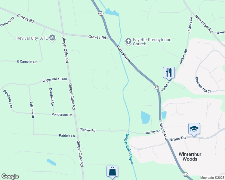 map of restaurants, bars, coffee shops, grocery stores, and more near 110 Woodsong Court in Fayetteville