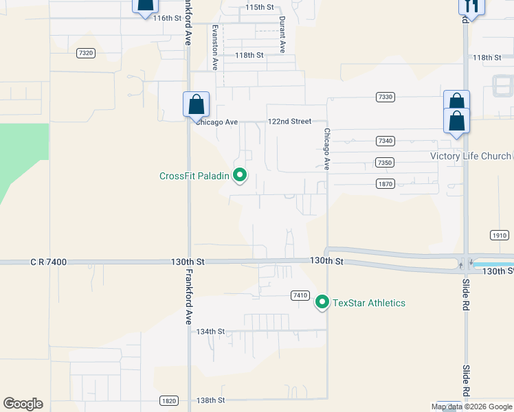 map of restaurants, bars, coffee shops, grocery stores, and more near 5601 126th Street in Lubbock