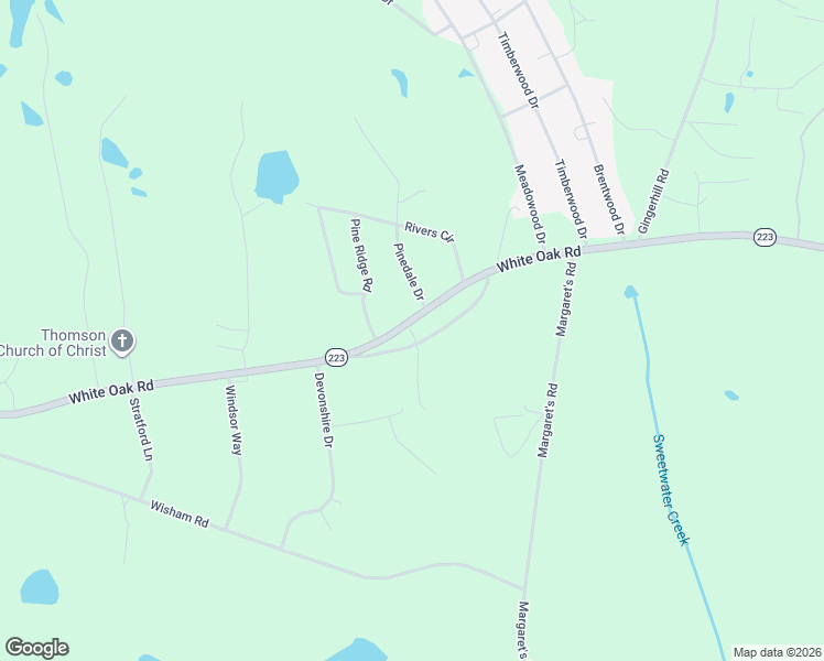 map of restaurants, bars, coffee shops, grocery stores, and more near 1954 White Oak Road in Thomson