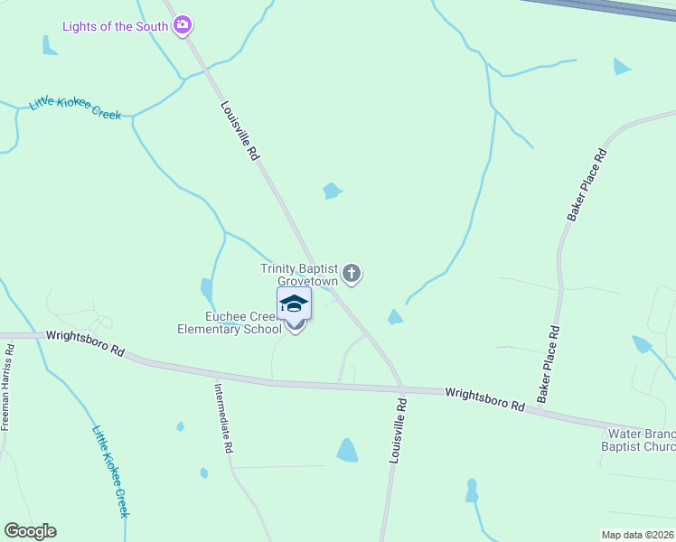 map of restaurants, bars, coffee shops, grocery stores, and more near 824 Louisville Road in Grovetown