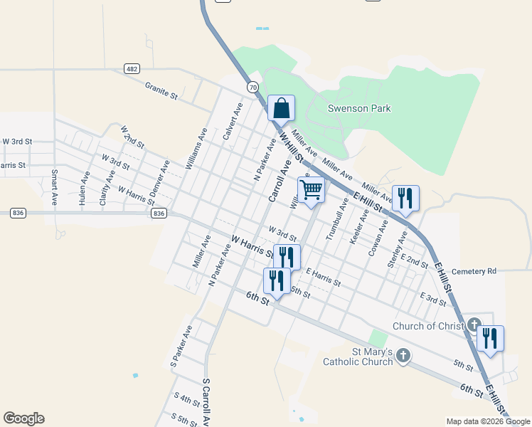 map of restaurants, bars, coffee shops, grocery stores, and more near in Spur