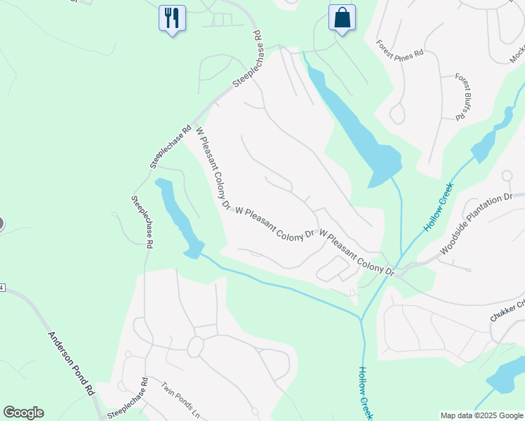 map of restaurants, bars, coffee shops, grocery stores, and more near 579 West Pleasant Colony Drive in Aiken