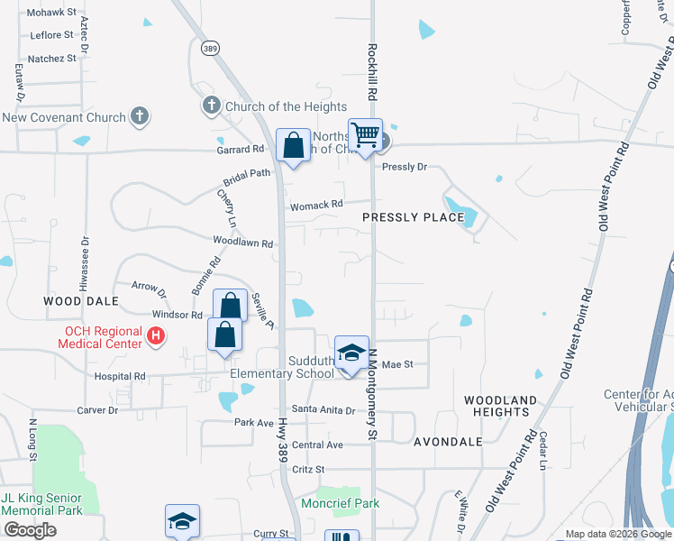 map of restaurants, bars, coffee shops, grocery stores, and more near 905 North Montgomery Street in Starkville
