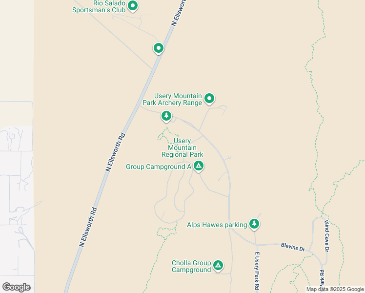 map of restaurants, bars, coffee shops, grocery stores, and more near 3939 North Usery Pass Road in Mesa