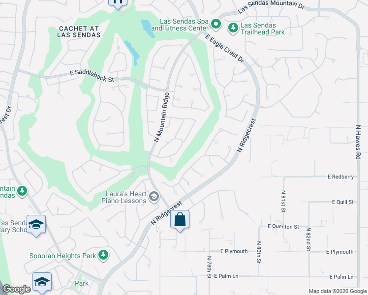 map of restaurants, bars, coffee shops, grocery stores, and more near 3420 North Stone Gully in Mesa