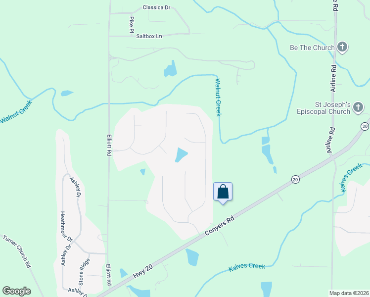 map of restaurants, bars, coffee shops, grocery stores, and more near 1315 Edwin Court in McDonough
