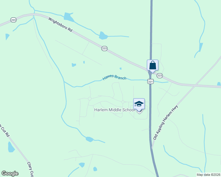 map of restaurants, bars, coffee shops, grocery stores, and more near 1244 Appling Harlem Road in Harlem
