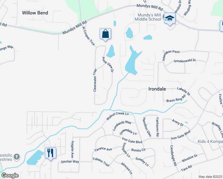 map of restaurants, bars, coffee shops, grocery stores, and more near 10110 Point View Drive in Jonesboro