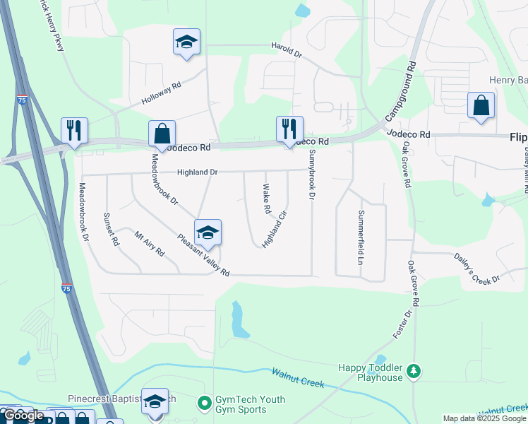 map of restaurants, bars, coffee shops, grocery stores, and more near 60 Wake Road in McDonough