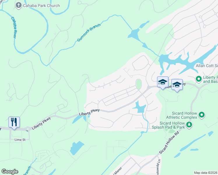 map of restaurants, bars, coffee shops, grocery stores, and more near 511 Sporran Place in Vestavia Hills