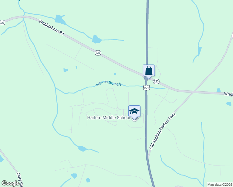 map of restaurants, bars, coffee shops, grocery stores, and more near 6332 Wrightsboro Road in Harlem