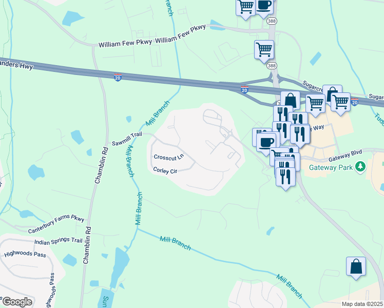 map of restaurants, bars, coffee shops, grocery stores, and more near 1435 Sawmill Trail in Grovetown