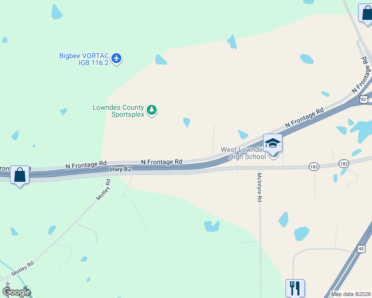 map of restaurants, bars, coffee shops, grocery stores, and more near 2366 North Frontage Road in Columbus