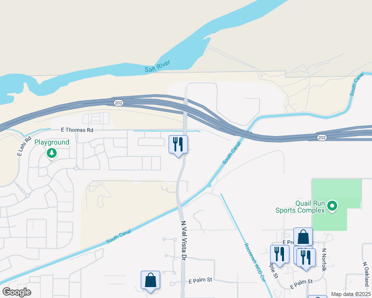 map of restaurants, bars, coffee shops, grocery stores, and more near 3559 North Reebs Road in Mesa