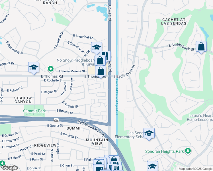 map of restaurants, bars, coffee shops, grocery stores, and more near in Mesa