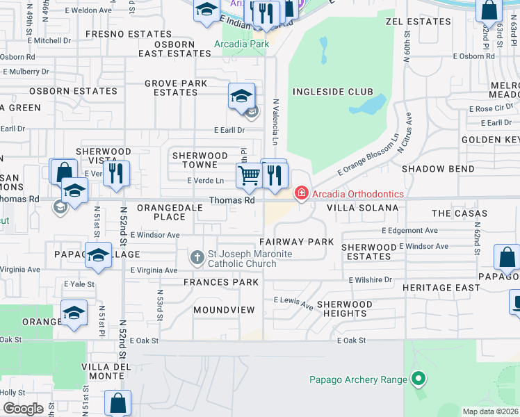 map of restaurants, bars, coffee shops, grocery stores, and more near in Phoenix