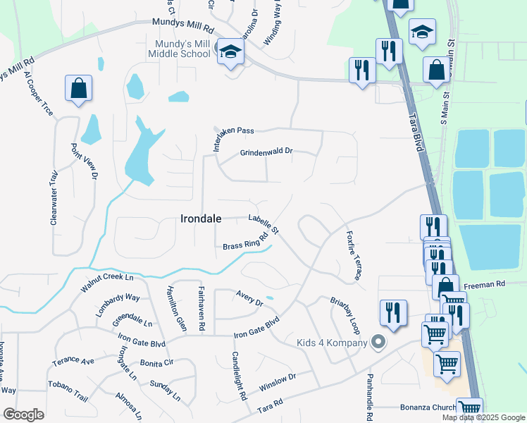 map of restaurants, bars, coffee shops, grocery stores, and more near 1311 Nite Latch Court in Jonesboro