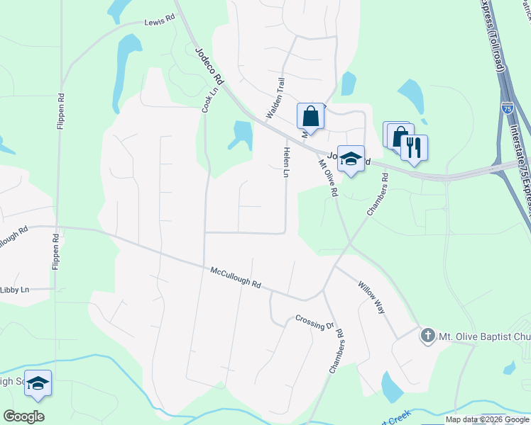 map of restaurants, bars, coffee shops, grocery stores, and more near 332 Jeremys Straight in Stockbridge