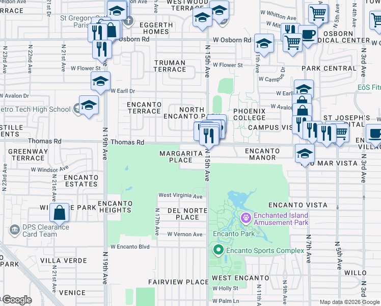 map of restaurants, bars, coffee shops, grocery stores, and more near in Phoenix