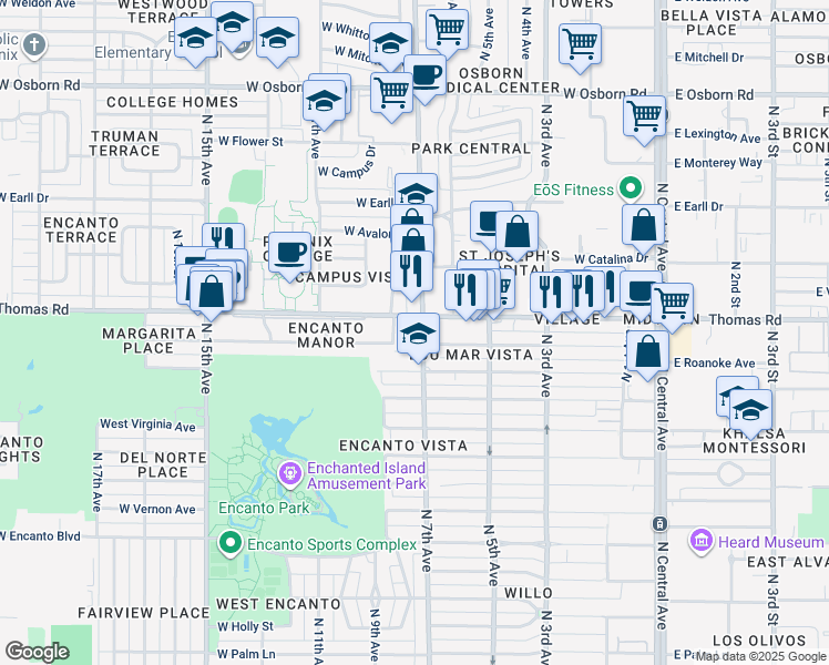 map of restaurants, bars, coffee shops, grocery stores, and more near in Phoenix
