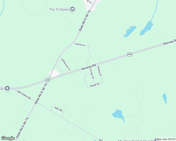 map of restaurants, bars, coffee shops, grocery stores, and more near Norway Road in Orangeburg
