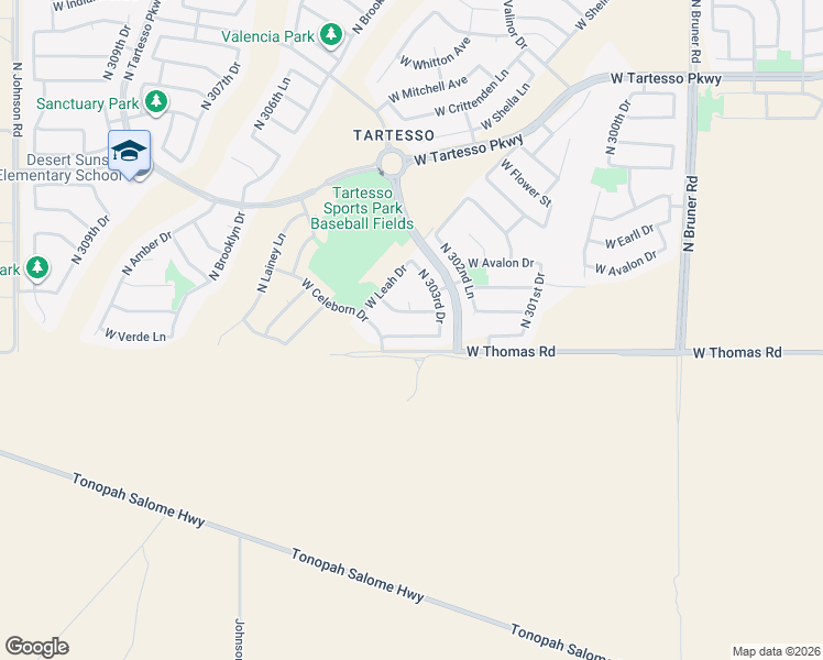 map of restaurants, bars, coffee shops, grocery stores, and more near 30380 West Verde Lane in Buckeye