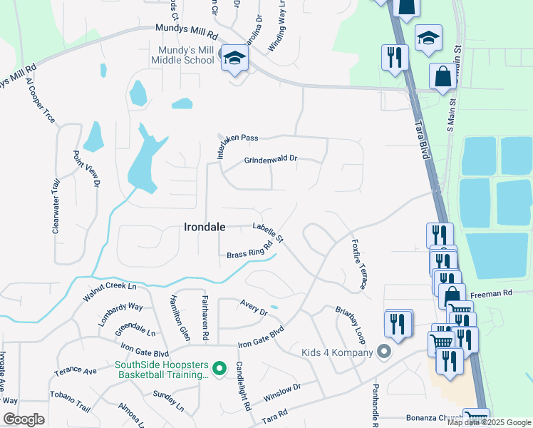 map of restaurants, bars, coffee shops, grocery stores, and more near 1311 Nite Latch Court in Jonesboro