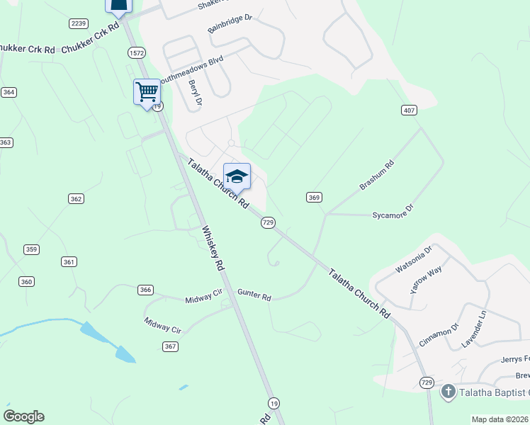 map of restaurants, bars, coffee shops, grocery stores, and more near 171 Talatha Church Road in Aiken