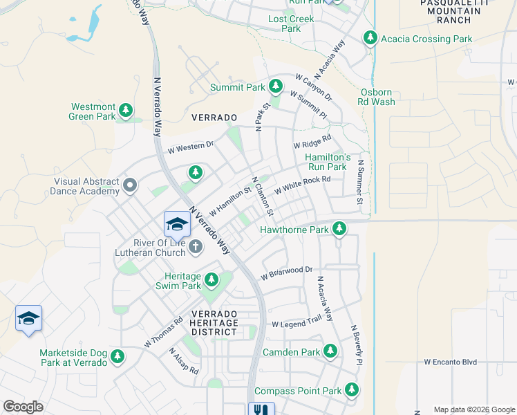 map of restaurants, bars, coffee shops, grocery stores, and more near 20684 West White Rock Road in Buckeye