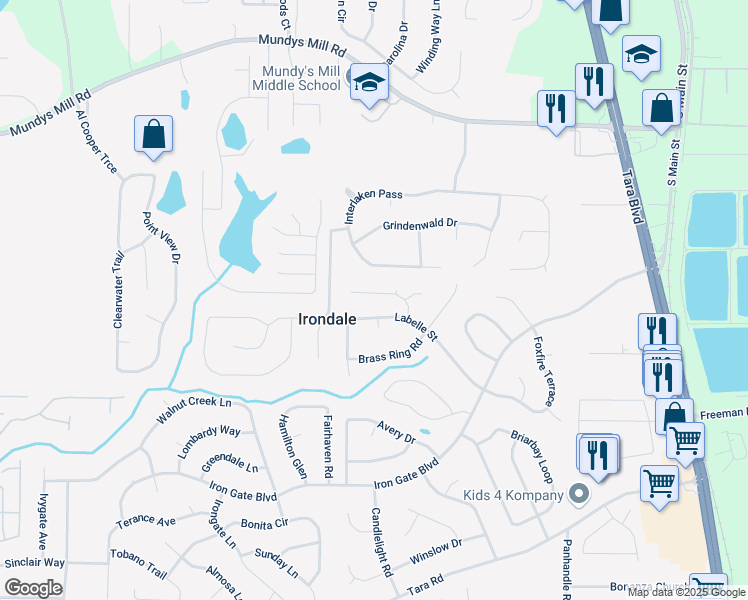 map of restaurants, bars, coffee shops, grocery stores, and more near 1253 Todiway Court in Jonesboro