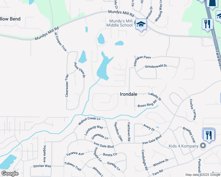 map of restaurants, bars, coffee shops, grocery stores, and more near 10137 Cormac Street in Jonesboro