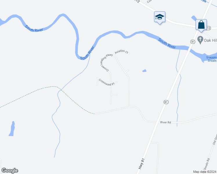 map of restaurants, bars, coffee shops, grocery stores, and more near 1316 Crosswind Place in McDonough
