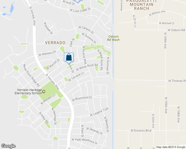 map of restaurants, bars, coffee shops, grocery stores, and more near 2961 North Acacia Way in Buckeye