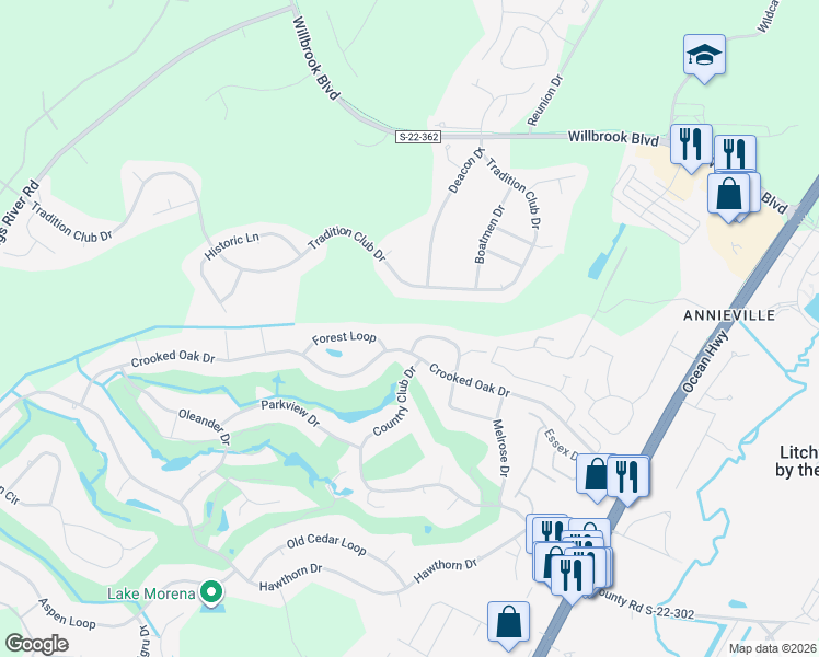map of restaurants, bars, coffee shops, grocery stores, and more near 346 Sweetgum Drive in Pawleys Island