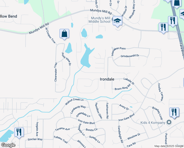 map of restaurants, bars, coffee shops, grocery stores, and more near 10137 Cormac Street in Jonesboro
