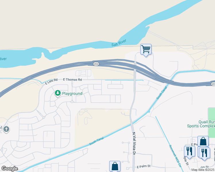 map of restaurants, bars, coffee shops, grocery stores, and more near 3541 North 34th Street in Mesa