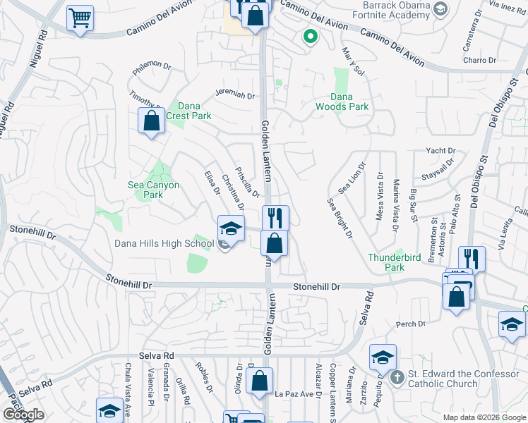 map of restaurants, bars, coffee shops, grocery stores, and more near in Dana Point