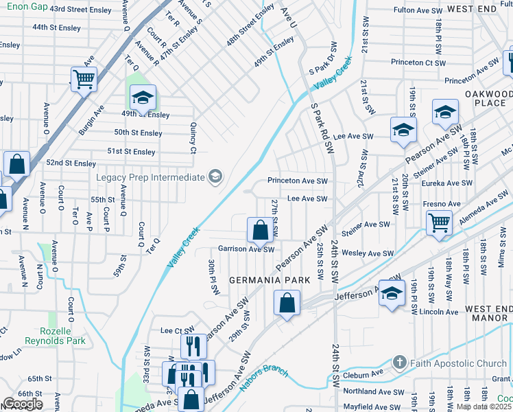 map of restaurants, bars, coffee shops, grocery stores, and more near 2809 Thyer Circle Southwest in Birmingham