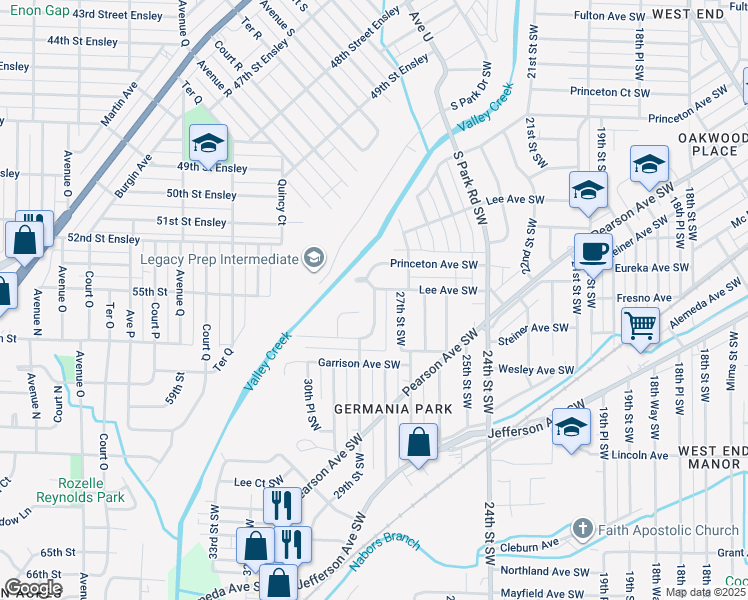 map of restaurants, bars, coffee shops, grocery stores, and more near 532 28th Street Southwest in Birmingham
