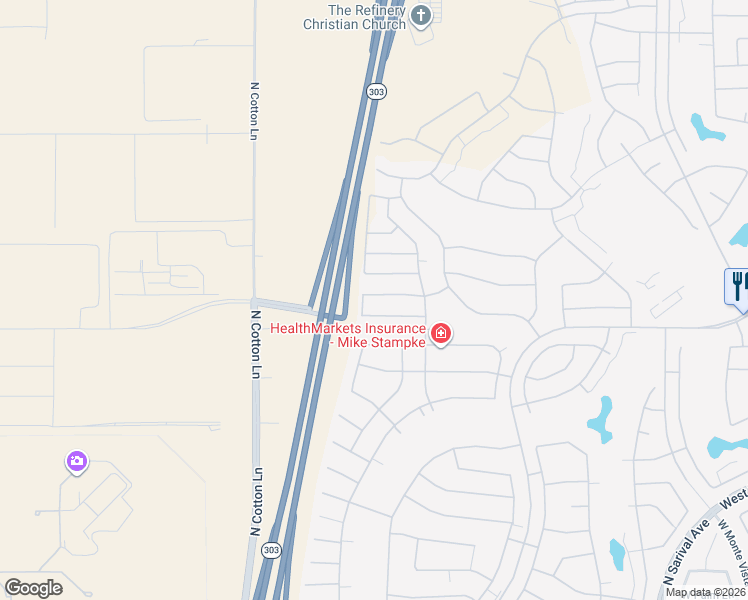 map of restaurants, bars, coffee shops, grocery stores, and more near 16925 West Early Drive in Goodyear