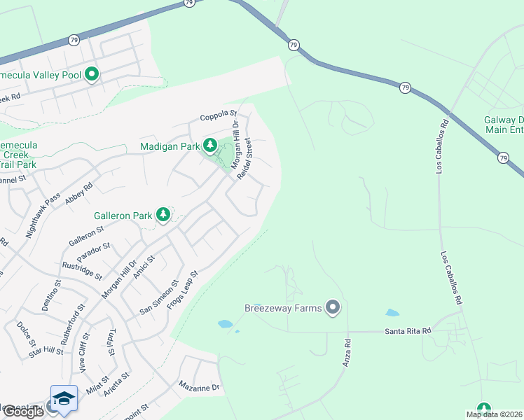 map of restaurants, bars, coffee shops, grocery stores, and more near 44599 Howell Mountain Street in Temecula