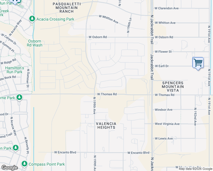 map of restaurants, bars, coffee shops, grocery stores, and more near 19773 Pinchot Drive in Buckeye
