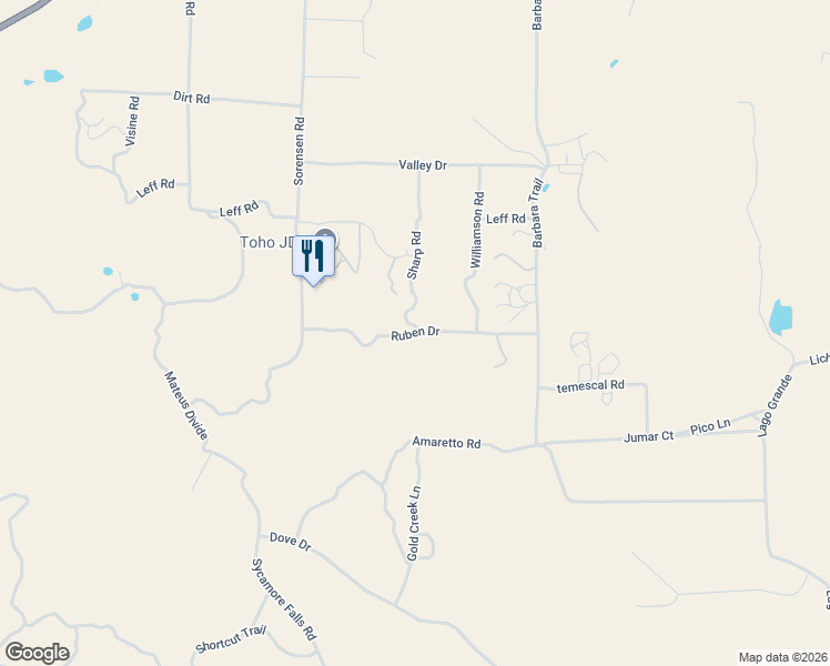 map of restaurants, bars, coffee shops, grocery stores, and more near Ruben Drive in Riverside County