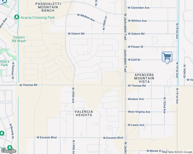 map of restaurants, bars, coffee shops, grocery stores, and more near 2982 197th Avenue in Buckeye