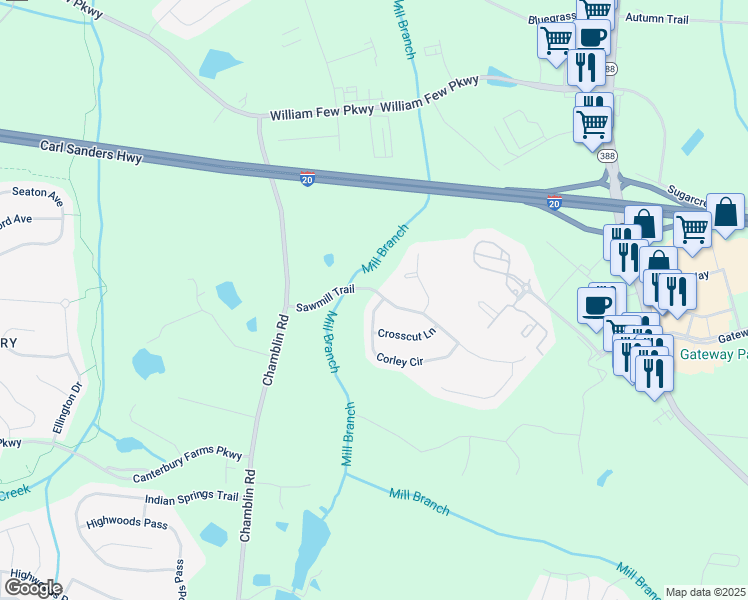 map of restaurants, bars, coffee shops, grocery stores, and more near 200 Corley Circle in Grovetown