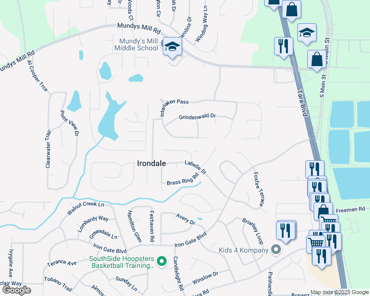 map of restaurants, bars, coffee shops, grocery stores, and more near 1280 Todiway Court in Jonesboro