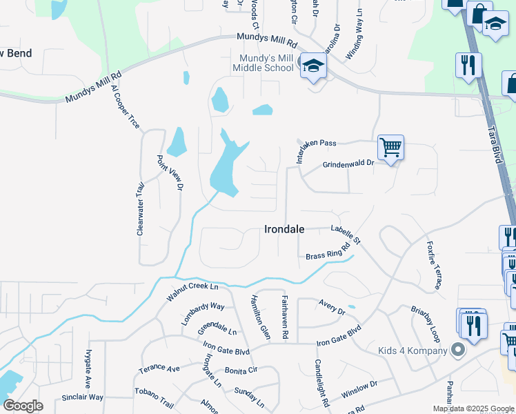 map of restaurants, bars, coffee shops, grocery stores, and more near 10173 Cormac Street in Jonesboro