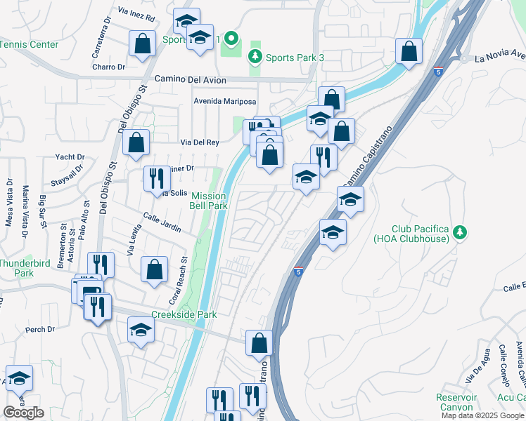 map of restaurants, bars, coffee shops, grocery stores, and more near 26000 Avenida Aeropuerto in San Juan Capistrano