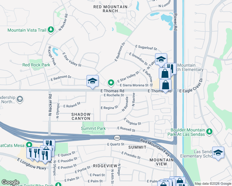 map of restaurants, bars, coffee shops, grocery stores, and more near 3555 North Diego in Mesa