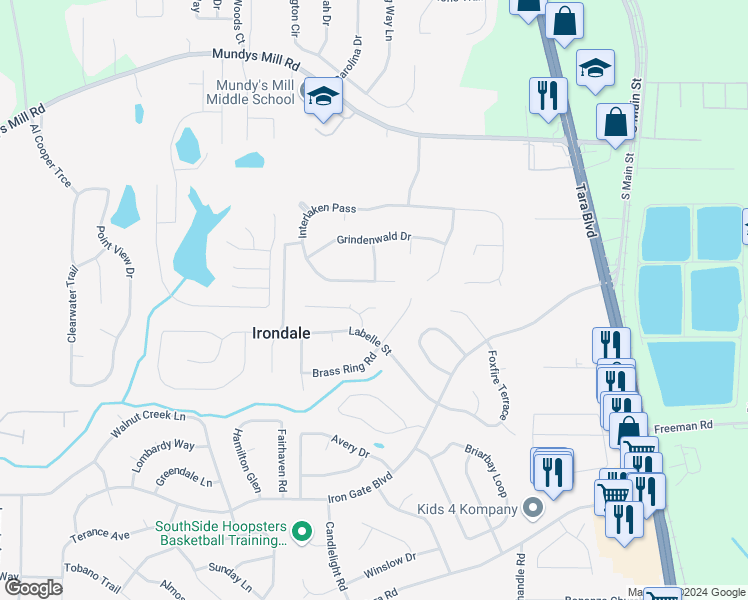 map of restaurants, bars, coffee shops, grocery stores, and more near 1314 Nite Latch Court in Jonesboro